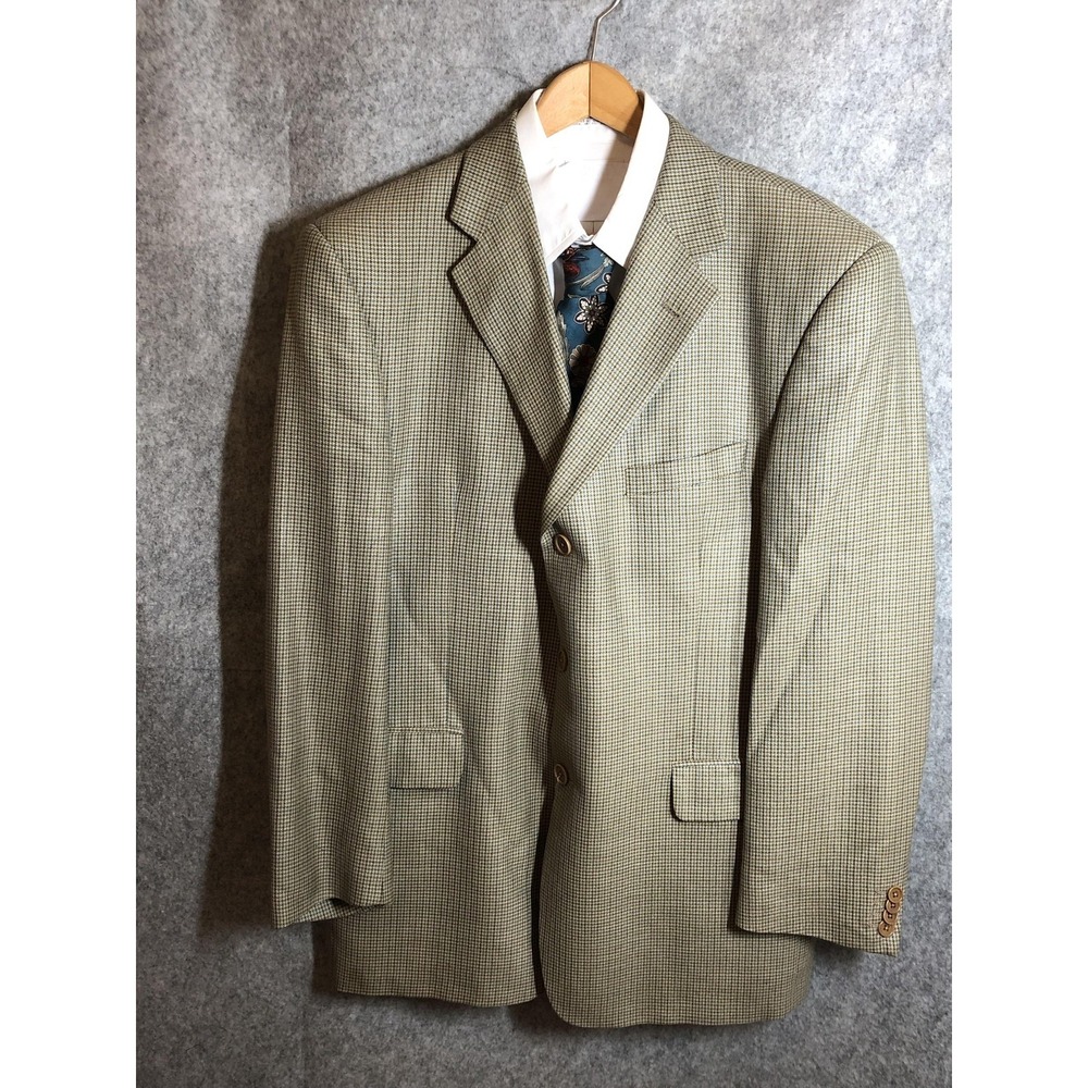 Coppley Blazer Sport Coat Mens 42 Brown Blue Houndstooth Two Button Notch Lapel - Picture 3 of 11
